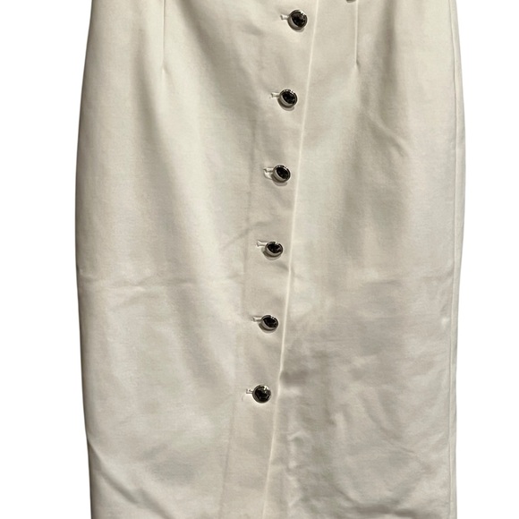 White House Black Market white Ivory Button-Front Skirt - Picture 13 of 16